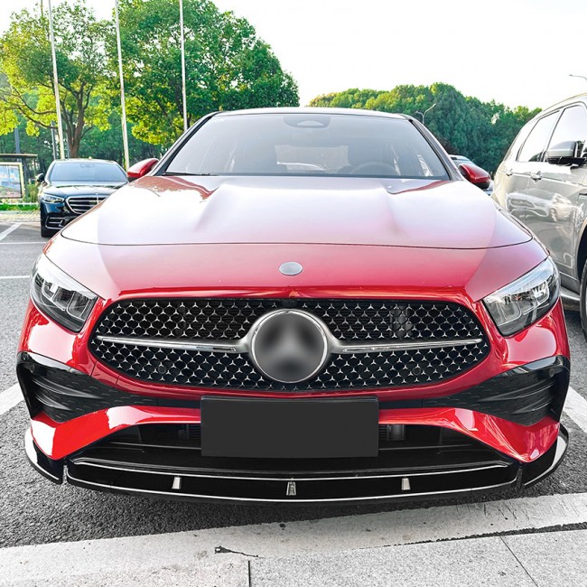 FRONT SPOILER SPOILER BLACK suitable for Mercedes W177 A-Class facelift with AMG-Line