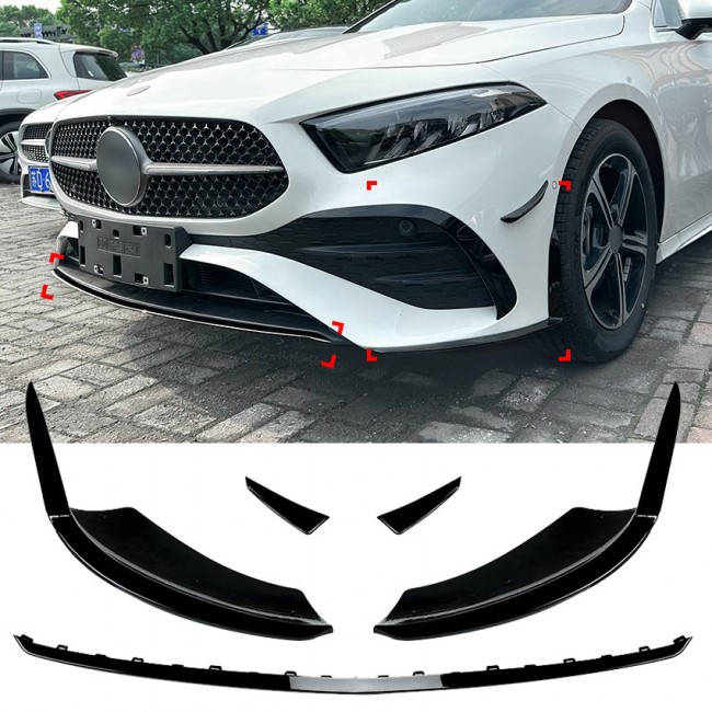 AERO FLAPS front spoiler BLACK Front suitable for Mercedes W177 A-Class facelift