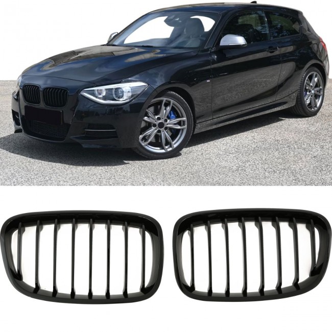 GRILLE  FITS FOR BMW F20 F21 SPORT 11-15 SINGLE SLAT GLOSS BLACK 