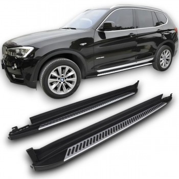 Aluminum running boards with anti-slip rubber strips - Side Steps suitable for BMW X3 F25 2010-2017