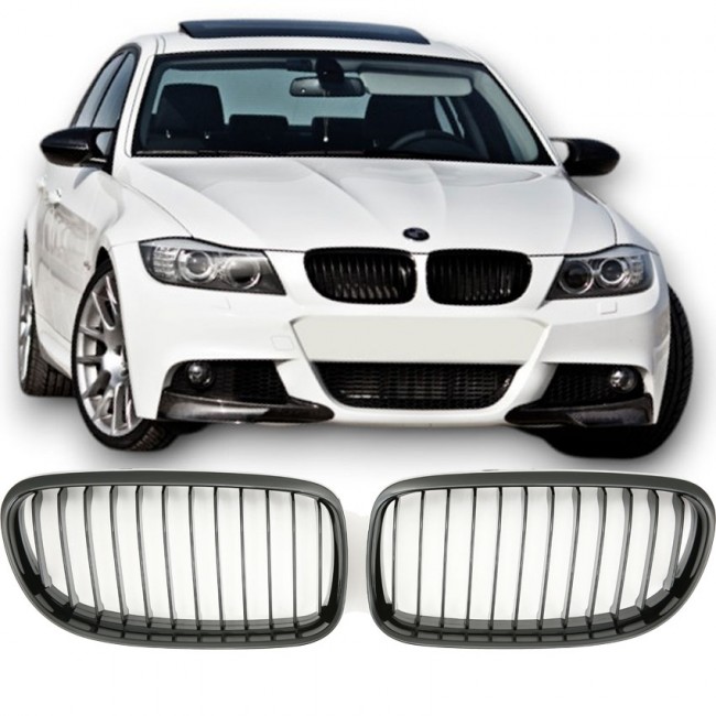 FITS FOR BMW E90 E91 SPORT GRILLE 08+ GLOSS BLACK 