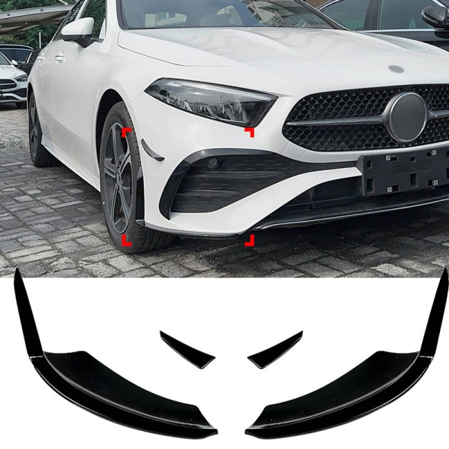 AERO FLAPS SPLITTER BLACK Front suitable for Mercedes W177 A-Class facelift