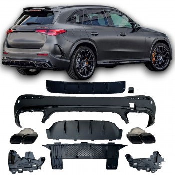 Rear spoiler diffuser + exhaust tips (BLACK) for Mercedes X254 GLC