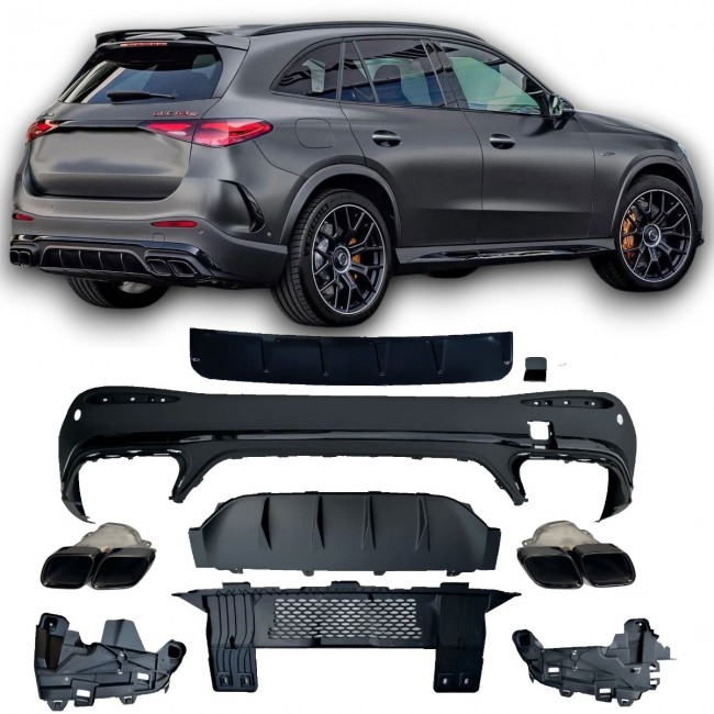 Rear spoiler diffuser + exhaust tips (BLACK) for Mercedes X254 GLC