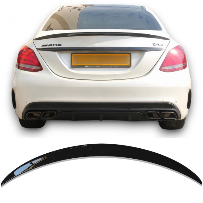 REAR SPOILER LIP BLACK GLOSSY fits for Mercedes W205 C-Class 2014-2021