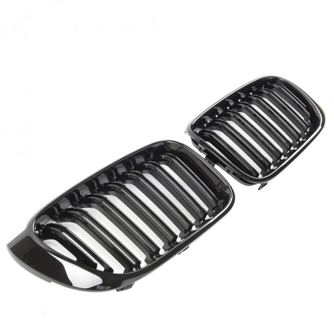 GRILLE FITS FOR BMW X3 X4 F25/F26 SPORT DOUBLE SLAT GLOSS BLACK 