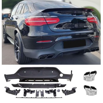 Rear spoiler diffuser + exhaust tips (CHROME) for Mercedes C253 GLC COUPE