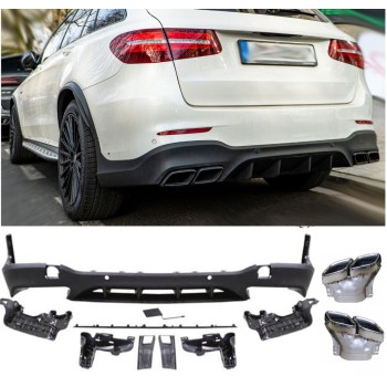Rear spoiler diffuser + exhaust tips (CHROM) for Mercedes X253 GLC