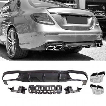 Suitable for Mercedes W213 E-Class rear spoiler diffuser + tailpipes (CHROME) 
