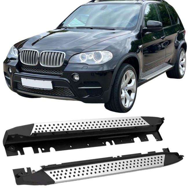 Aluminum running boards with anti-slip rubber strips - Side Steps suitable for BMW X5 E70 2007-2013