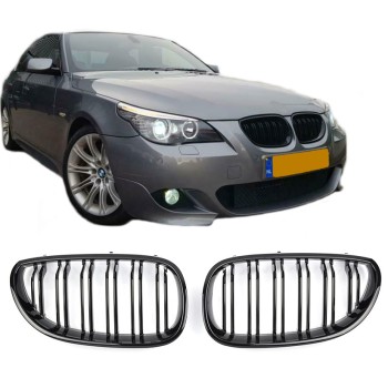FITS FOR BMW E60 E61 SPORT GRILLE GLOSS BLACK 