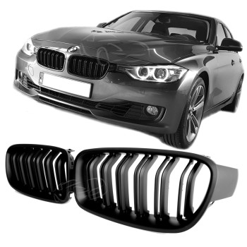 FITS FOR BMW F30 F31 SPORT GRILLE DOUBLE SLAT MATTE FLAT BLACK 