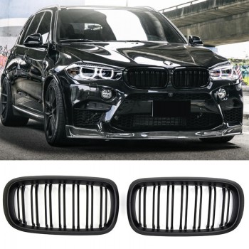 GRILLE FITS FOR BMW X5 / X6 F15 F16 SPORT DOUBLE SLAT MATTE BLACK 