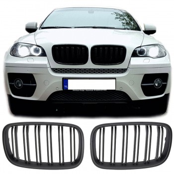 GRILLE FITS FOR BMW X5 / X6 E70 E71 SPORT DOUBLE SLAT FLAT BLACK 