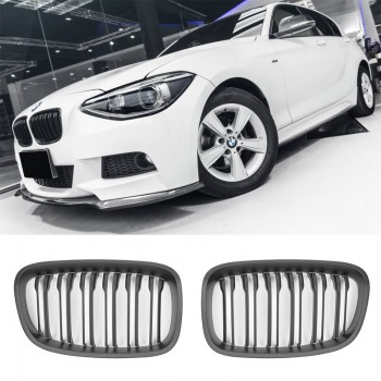GRILLE FITS FOR BMW F20 F21 SPORT 11-15 DOUBLE SLAT FLAT BLACK 