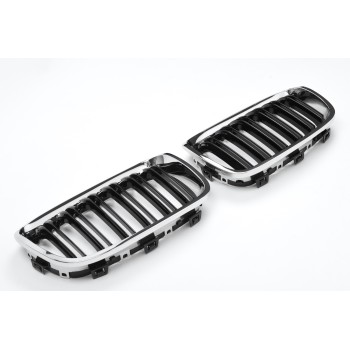 GRILLE FITS FOR BMW F20 F21 SPORT 11-15 DOUBLE SLAT CHROME BLACK 