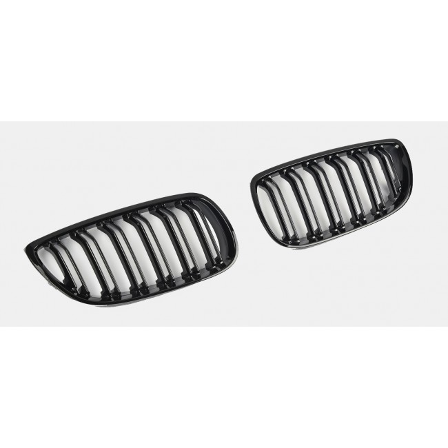 GRILL FITS BMW E92 E93 06-10 SPORT 08+ DOUBLE SLAT GLOSSY BLACK 