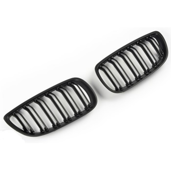 GRILL FITS BMW E92 E93 06-10 SPORT 08+ DOUBLE SLAT FLAT BLACK 