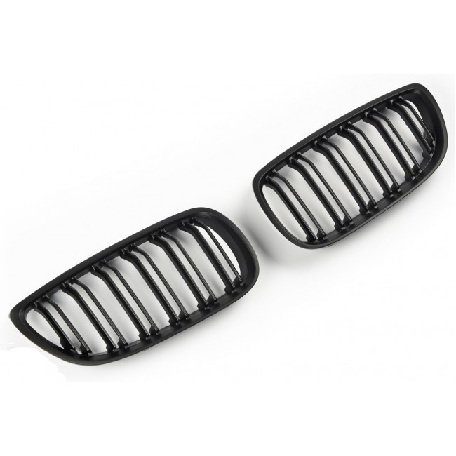 GRILL FITS BMW E92 E93 06-10 SPORT 08+ DOUBLE SLAT FLAT BLACK 