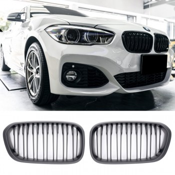 GRILLE FITS FOR BMW F20 F21 SPORT 15-18 DOUBLE SLAT FLAT BLACK 