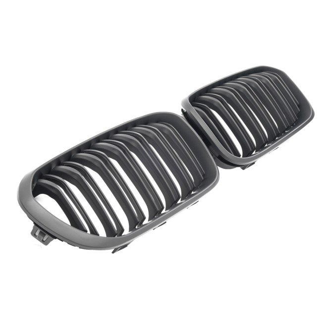 GRILLE FITS FOR BMW F20 F21 SPORT 15-18 DOUBLE SLAT FLAT BLACK 