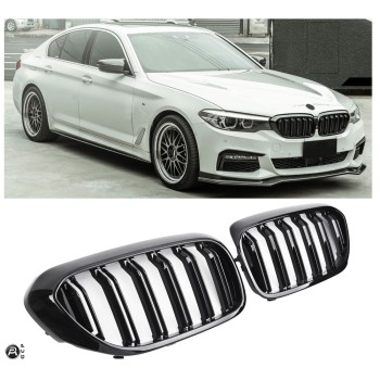 GRILLE FITS FOR BMW G30 G31 DOUBLE SLAT GLOSS BLACK 