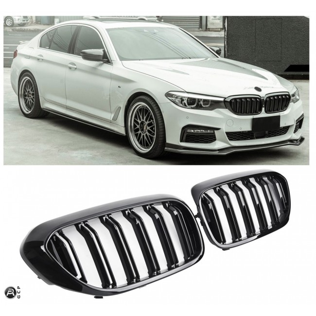GRILLE FITS FOR BMW G30 G31 DOUBLE SLAT GLOSS BLACK 