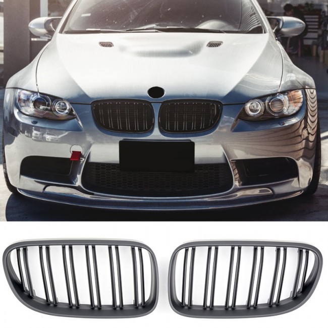 GRILL FITS BMW E92 E93 10-13 SPORT DOUBLE SLAT FLAT BLACK 