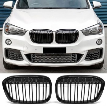 GRILLE FITS FOR BMW X1 F48 2015-2019 SPORT DOUBLE SLAT BLACK 