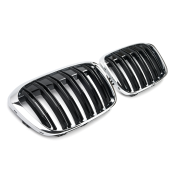 GRILLE FITS FOR BMW X1 F48 2015-2019 SPORT DOUBLE CHROME BLACK 