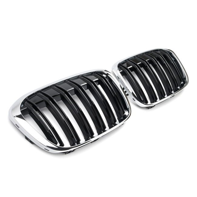 GRILLE FITS FOR BMW X1 F48 2015-2019 SPORT DOUBLE CHROME BLACK 