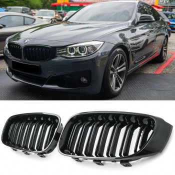 GRILLE FITS FOR BMW 3 F34 GT SPORT DOUBLE SLAT GLOSSY BLACK 