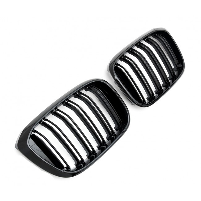 GRILLE FITS FOR BMW X3 X4 G01 G02 SPORT DOUBLE SLAT GLOSS BLACK 