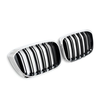 GRILLE FITS FOR BMW X3 X4 G01 G02 SPORT DOUBLE SLAT CHROME BLACK 