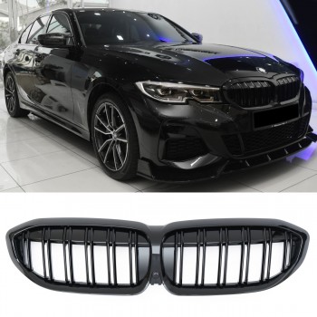 GRILLE FITS FOR BMW 3ER G20 G21 2019-2022 SPORT DOUBLE SLAT GLOSS BLACK 