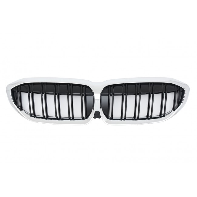 GRILLE FITS FOR BMW 3ER G20 G21 2019-2022 SPORT DOUBLE SLAT CHROME BLACK 