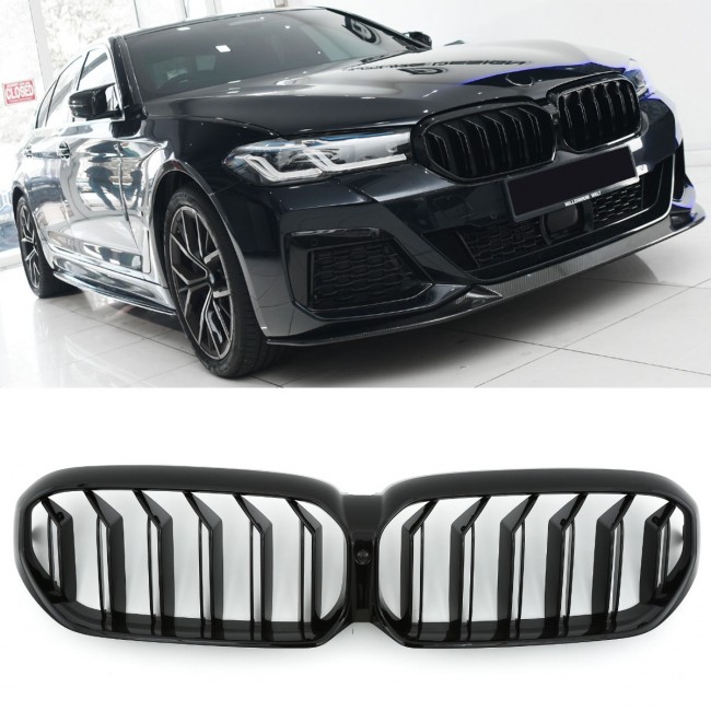 GRILLE FITS FOR BMW G30 G31 LCI SPORT DOUBLE SLAT  GLOSS BLACK 