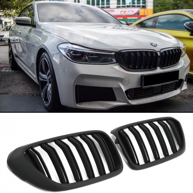 GRILLE FITS FOR BMW 6 G32 GRAN TURISMO SPORT DOUBLE SLAT MATTE BLACK 