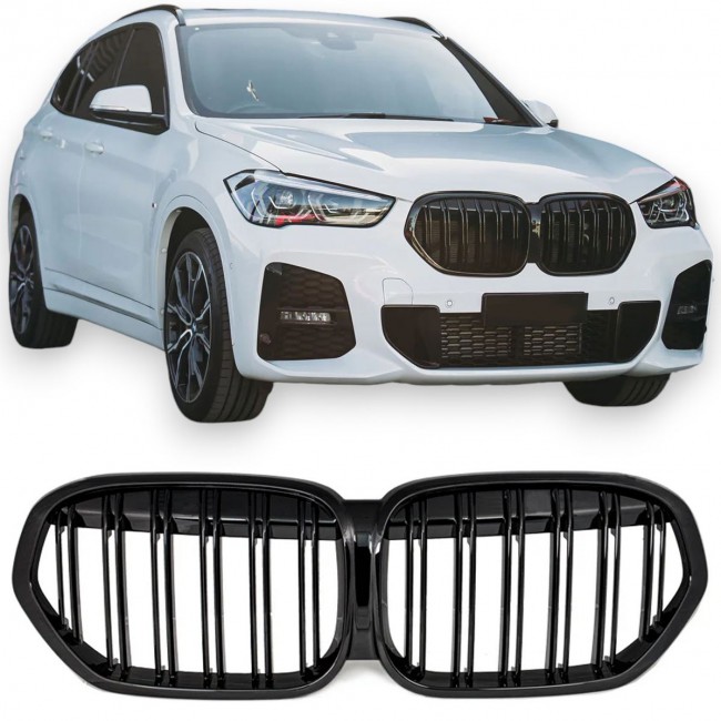 GRILLE FITS BMW X1 F48 LCI SPORT DOUBLE SLAT BLACK 2019-2022