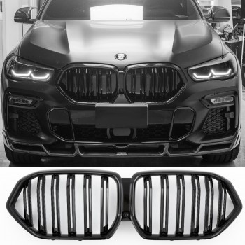 GRILLE FITS FOR BMW X6 G06 SPORT DOUBLE SLAT GLOSS BLACK 