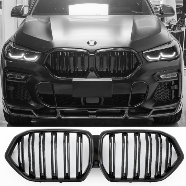 GRILLE FITS FOR BMW X6 G06 SPORT DOUBLE SLAT GLOSS BLACK 