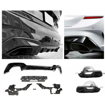 DIFFUSOR + AUSPUFFBLENDEN SCHWARZ PASST FÜR BMW 3ER M340i G20 