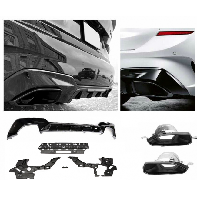 DIFFUSOR + AUSPUFFBLENDEN SCHWARZ PASST FÜR BMW 3ER M340i G20 