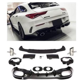 Rear spoiler diffuser + exhaust trims (CHROME) for Mercedes W118