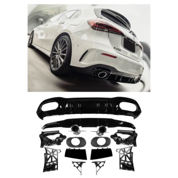Rear spoiler diffuser + exhaust tips 2x1 (CHROM) for Mercedes W177