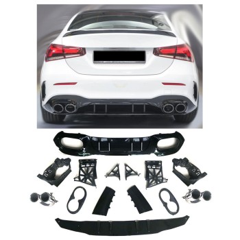 Rear spoiler diffuser + exhaust tips (Chrome) for Mercedes V177