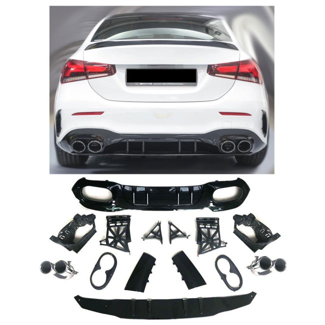 Rear spoiler diffuser + exhaust tips (Chrome) for Mercedes V177