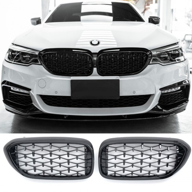 SUITABLE FOR BMW 5 SERIES G30 G31 GRILL DIAMOND GLOSS BLACK