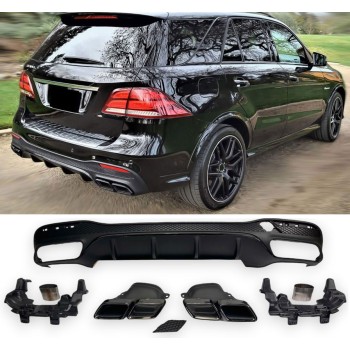 Rear spoiler diffuser + exhaust tips (BLACK) for Mercedes W166 GLE