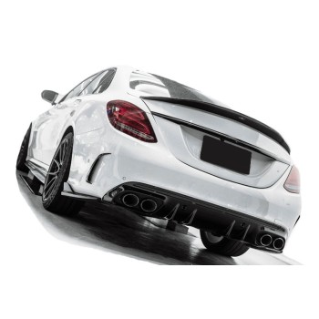 Rear spoiler diffuser + exhaust tips (BLACK) for Mercedes W205